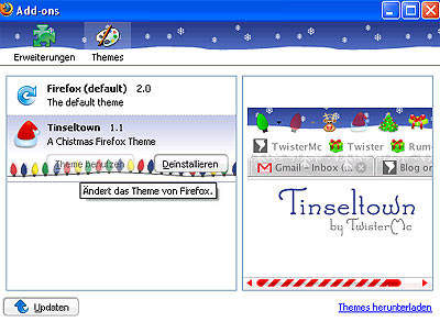 firefox Tinseltown Christmas theme